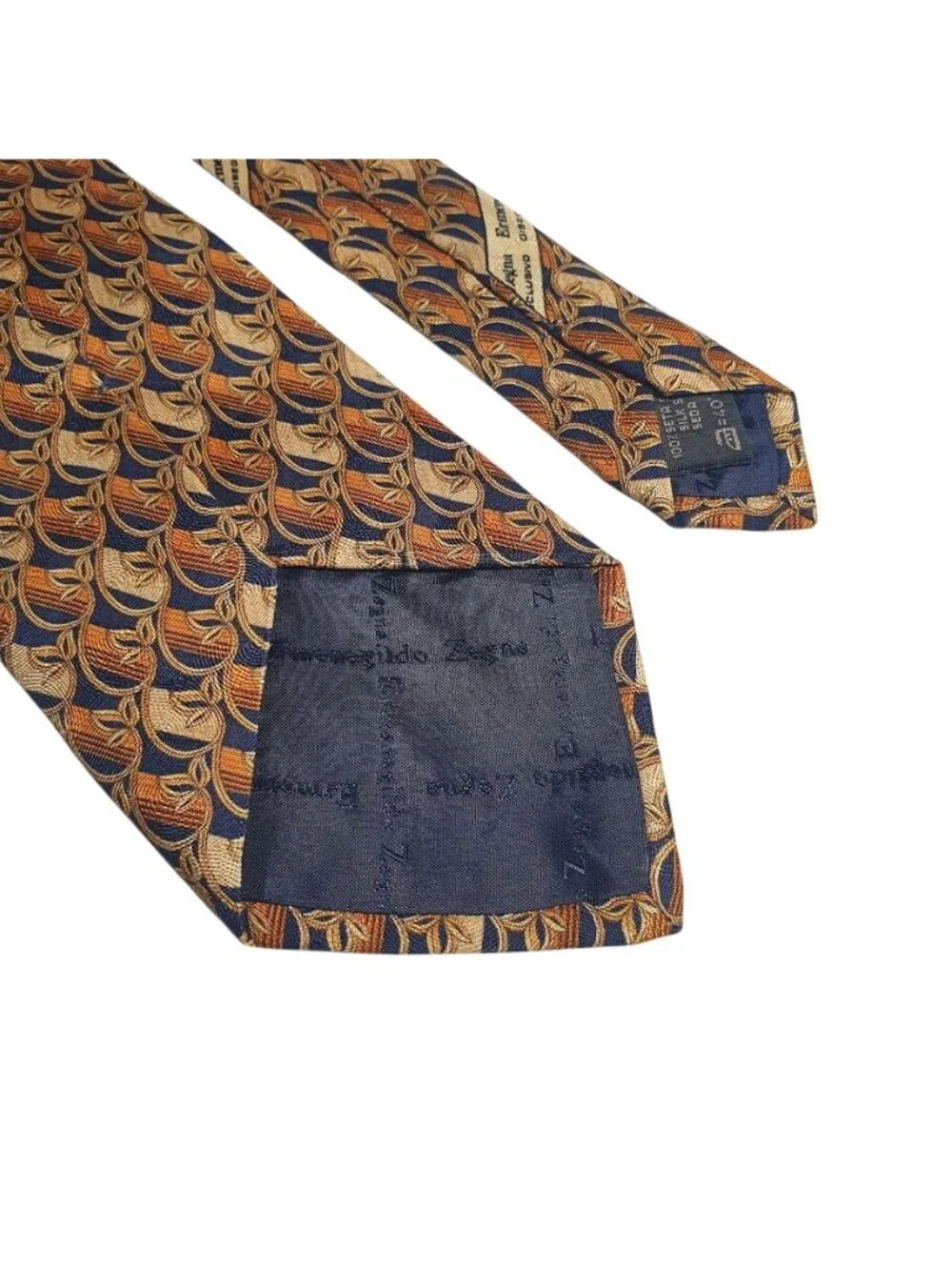 Ermenegildo Zegna Silk Multicolor Geometric Mens Tie Made In Italy 58 x 3.75